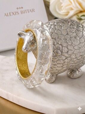 Alexis Bittar Lucite & Sculptural Ram Bangle